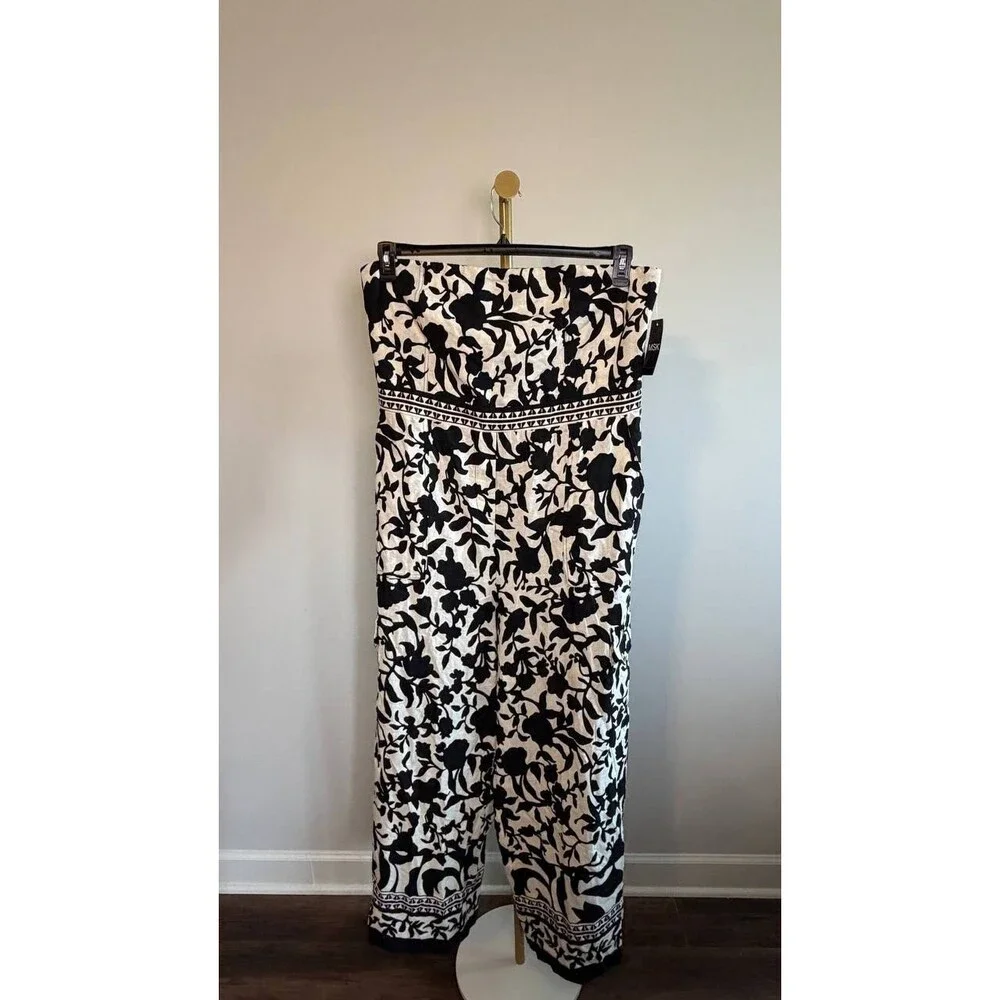MSK Strapless Smocked Floral Wide‑Leg Jumpsuit Black XL NWT $119 - Picture 6 of 10